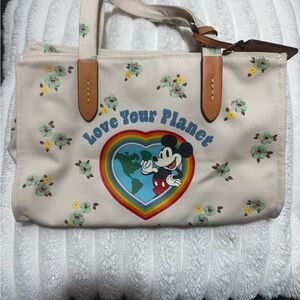 Coach x Disney Cream and Brown Love Your Planet Tote